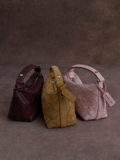 CHARLES & KEITH Best Price | Ivette Woven Shoulder Bag - Wineberry Red