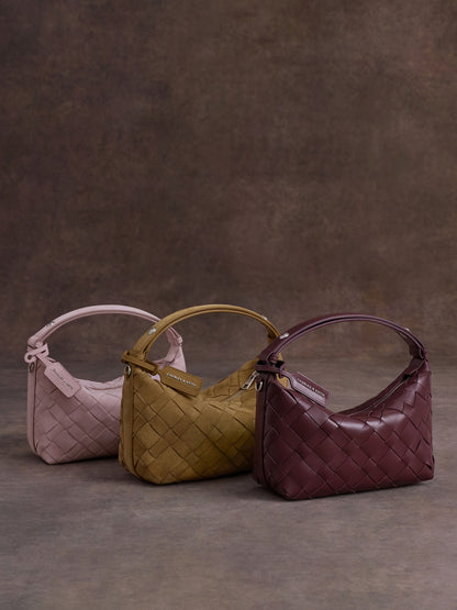 CHARLES & KEITH Best Price | Ivette Woven Shoulder Bag - Wineberry Red