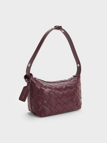 CHARLES & KEITH Best Price | Ivette Woven Shoulder Bag - Wineberry Red