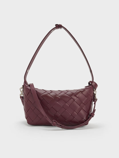 CHARLES & KEITH Best Price | Ivette Woven Shoulder Bag - Wineberry Red