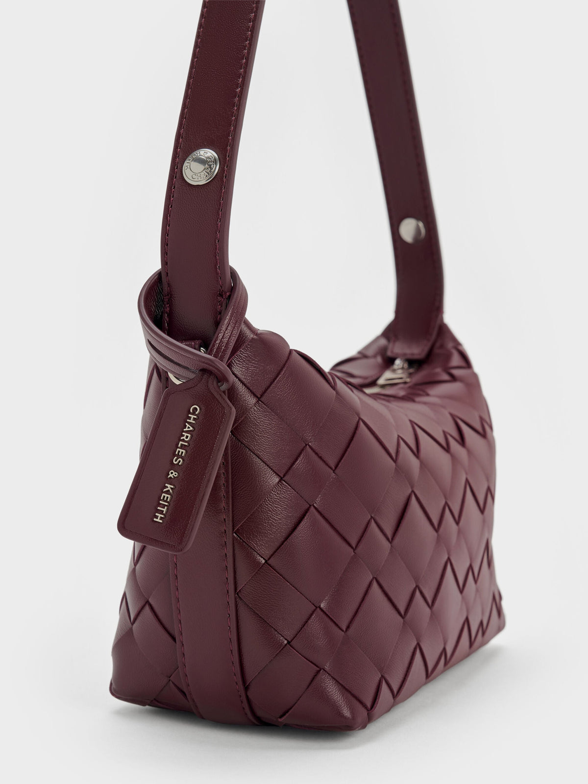CHARLES & KEITH Best Price | Ivette Woven Shoulder Bag - Wineberry Red