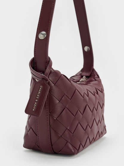CHARLES & KEITH Best Price | Ivette Woven Shoulder Bag - Wineberry Red