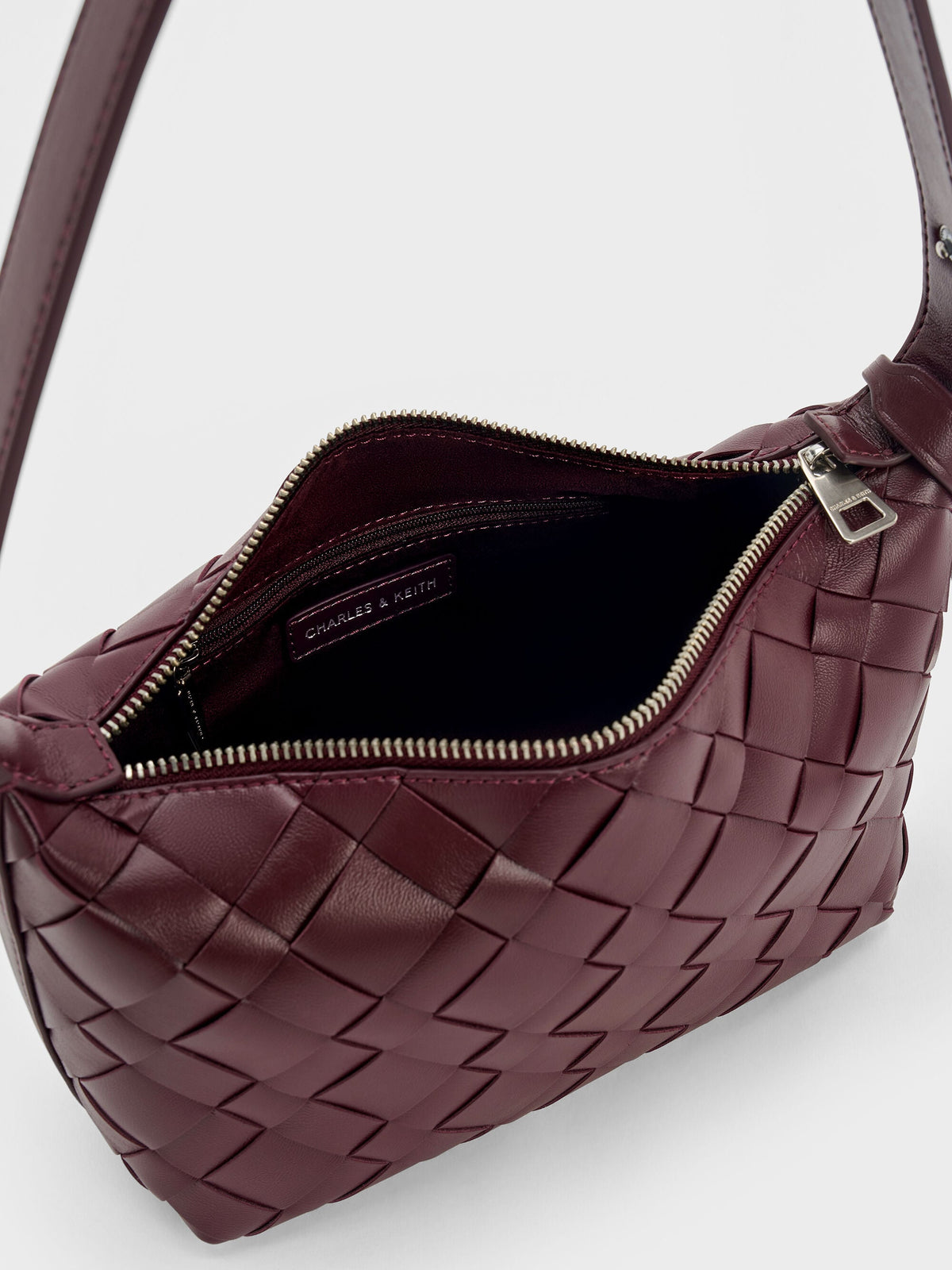CHARLES & KEITH Best Price | Ivette Woven Shoulder Bag - Wineberry Red