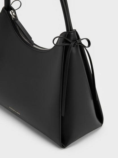 CHARLES & KEITH Signature | Hazel Bow Hobo Bag - Noir