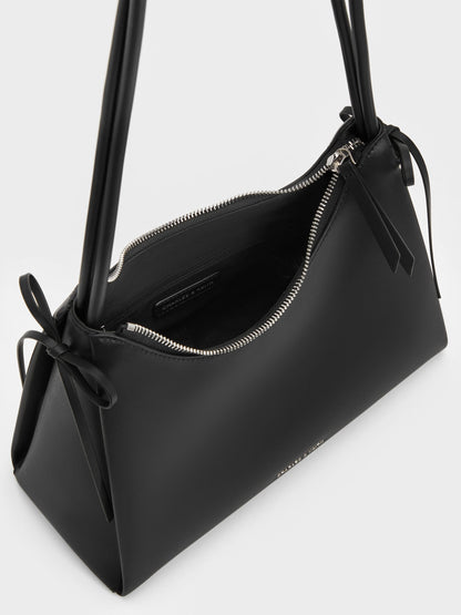 CHARLES & KEITH Signature | Hazel Bow Hobo Bag - Noir