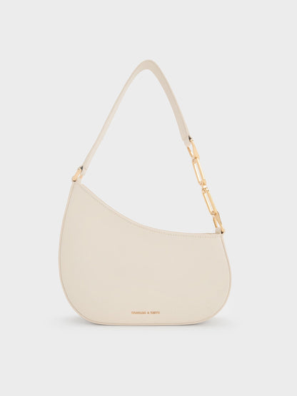 CHARLES & KEITH Hot Sale | Agatha Chain-Strap Shoulder Bag - Cream