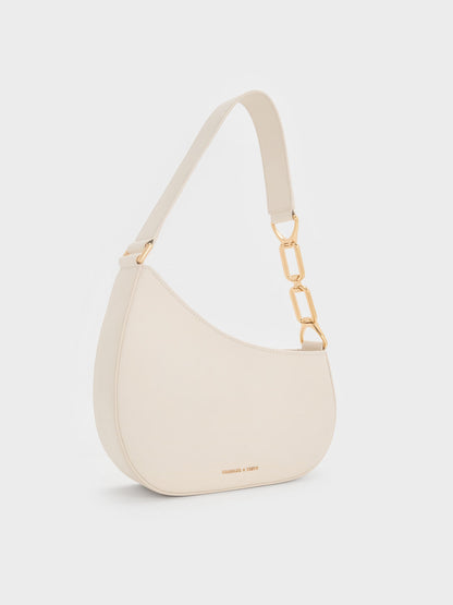 CHARLES & KEITH Hot Sale | Agatha Chain-Strap Shoulder Bag - Cream