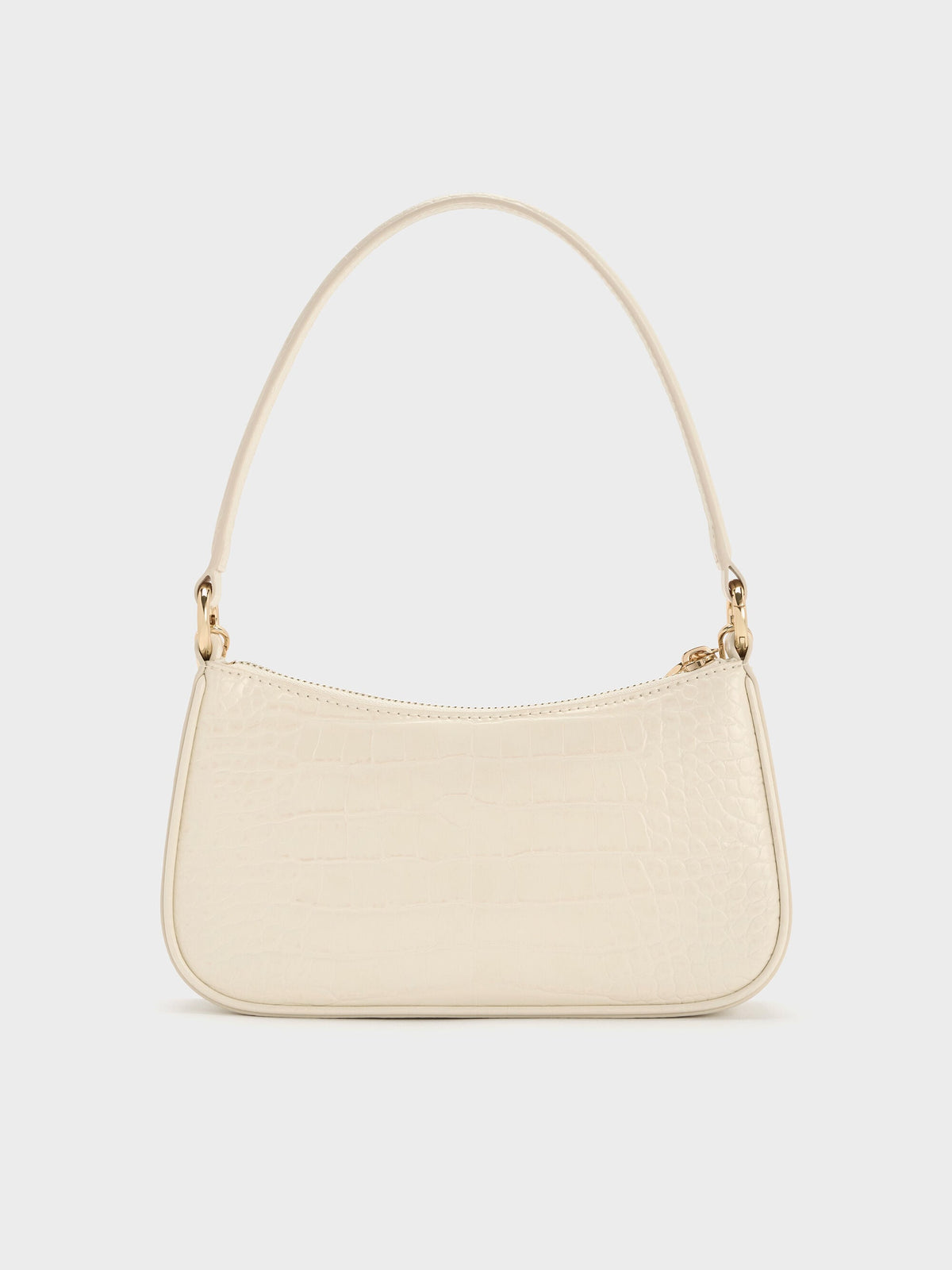 CHARLES & KEITH Premium | Elspeth Croc-Effect Chain-Link Shoulder Bag - Cream Croco
