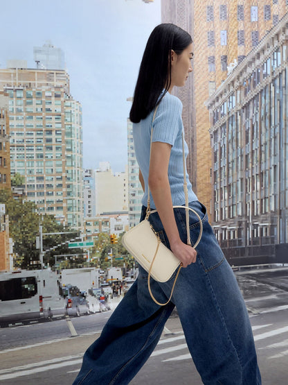 CHARLES & KEITH Premium | Elspeth Croc-Effect Chain-Link Shoulder Bag - Cream Croco