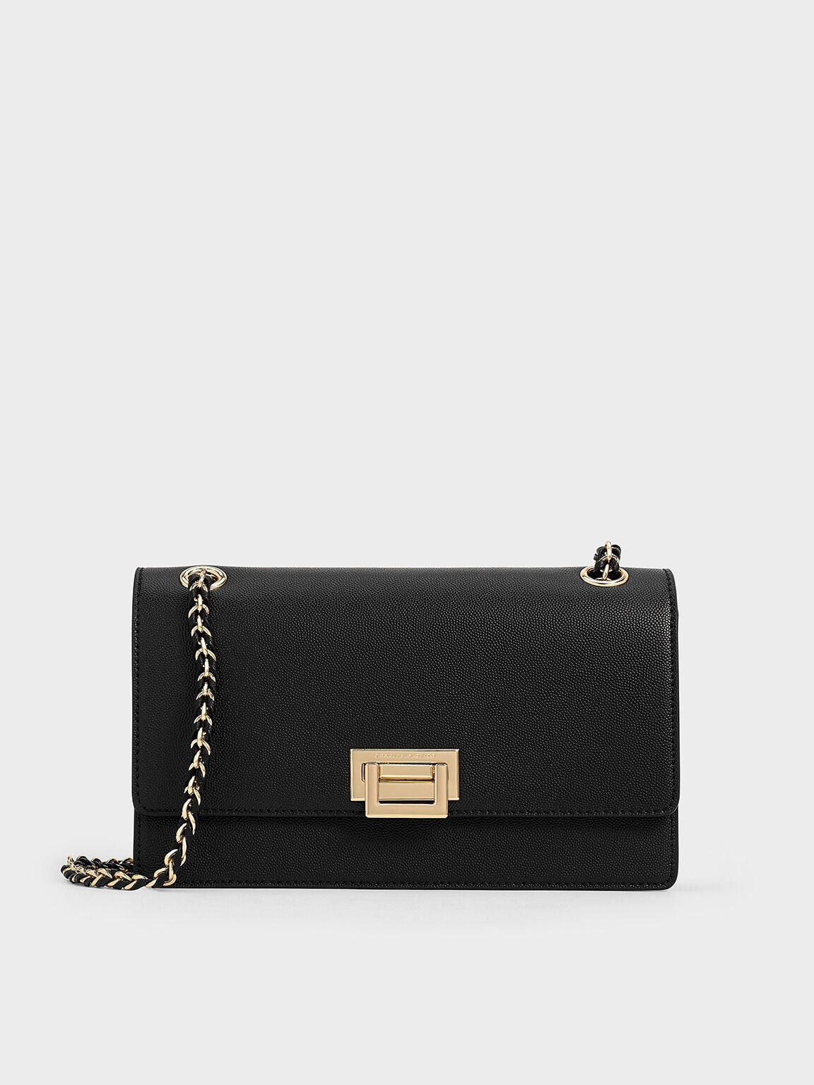 CHARLES & KEITH Quality | Everline Braided-Strap Shoulder Bag - Black