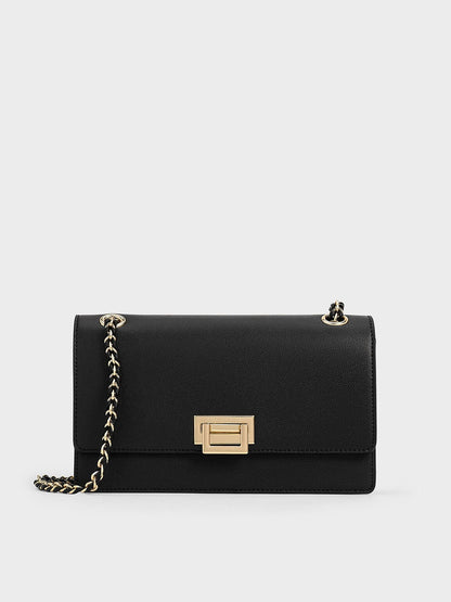 CHARLES & KEITH Quality | Everline Braided-Strap Shoulder Bag - Black