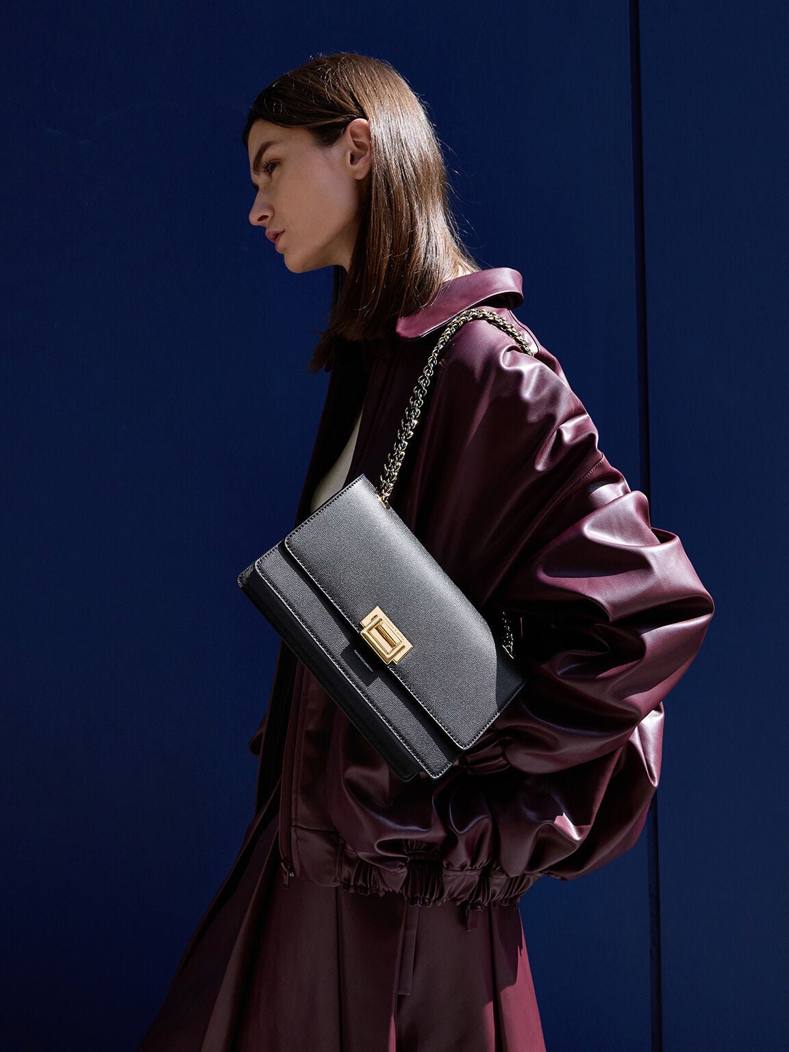 CHARLES & KEITH Quality | Everline Braided-Strap Shoulder Bag - Black