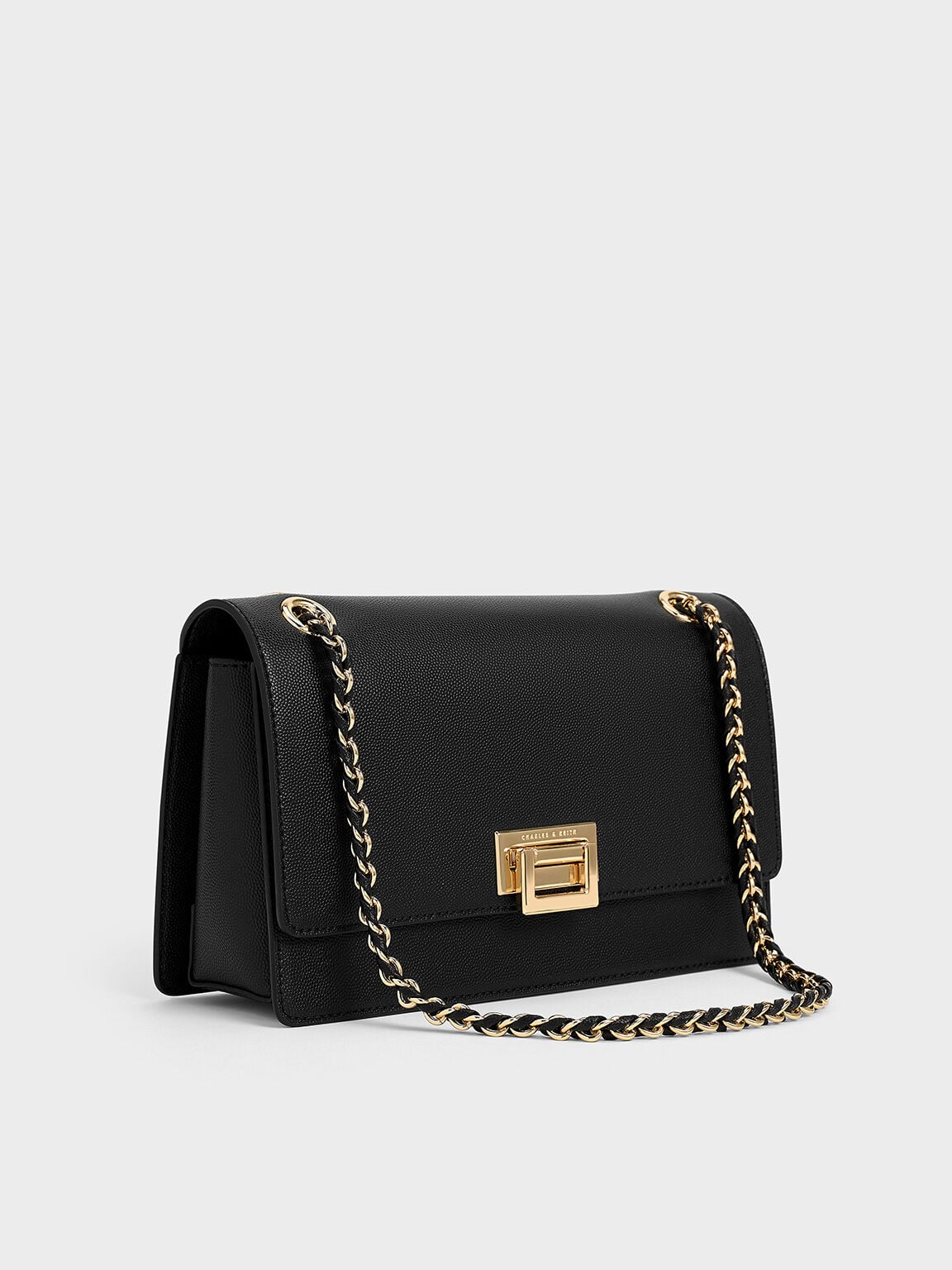 CHARLES & KEITH Quality | Everline Braided-Strap Shoulder Bag - Black