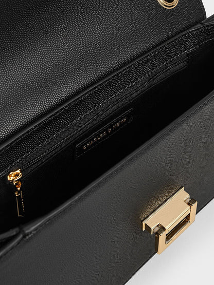 CHARLES & KEITH Quality | Everline Braided-Strap Shoulder Bag - Black