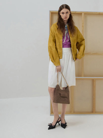CHARLES & KEITH Everyday | Duo Quilted Front-Pocket Chain Hobo Bag - Stone Grey