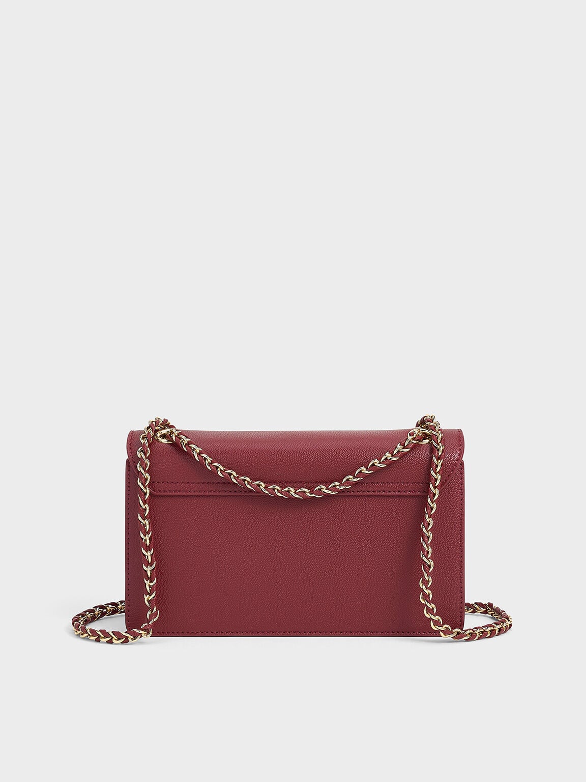 CHARLES & KEITH Premium | Everline Braided-Strap Shoulder Bag - Burgundy
