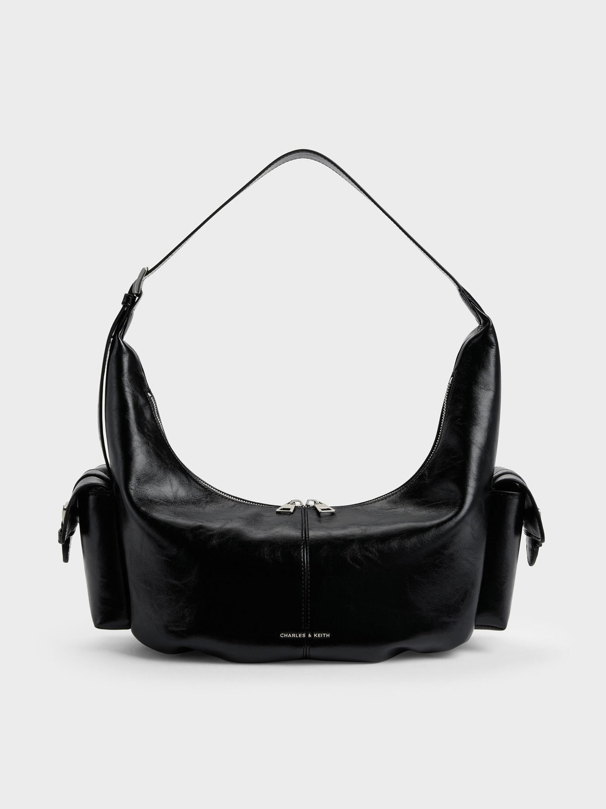 CHARLES & KEITH Best Price | Large Bessie Side-Pocket Hobo Bag - Noir