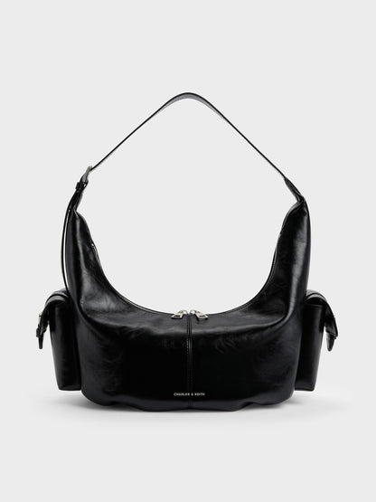 CHARLES & KEITH Best Price | Large Bessie Side-Pocket Hobo Bag - Noir
