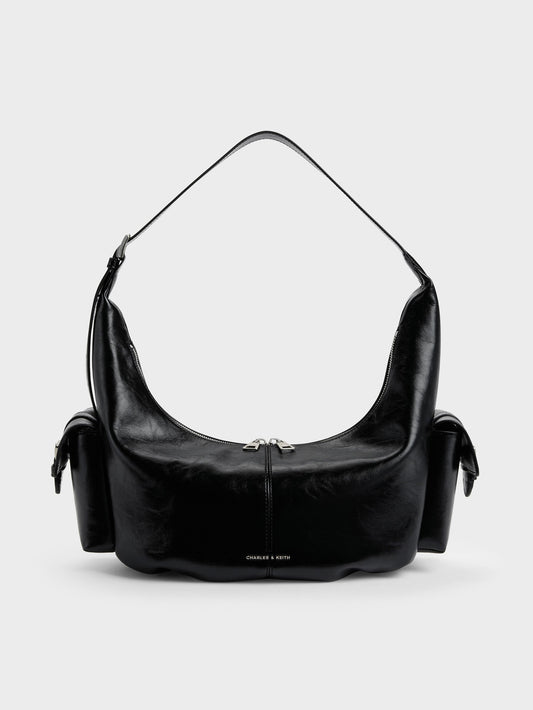 CHARLES & KEITH Best Price | Large Bessie Side-Pocket Hobo Bag - Noir