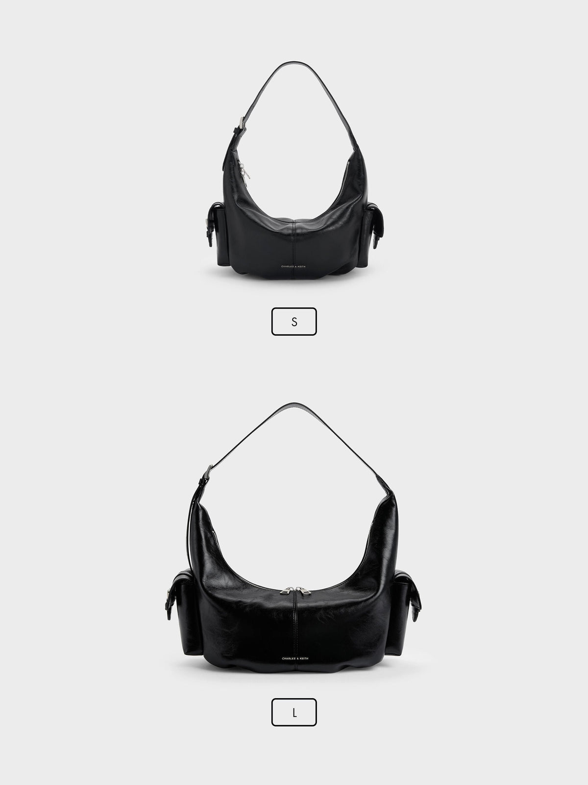 CHARLES & KEITH Best Price | Large Bessie Side-Pocket Hobo Bag - Noir