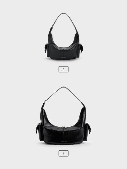 CHARLES & KEITH Best Price | Large Bessie Side-Pocket Hobo Bag - Noir