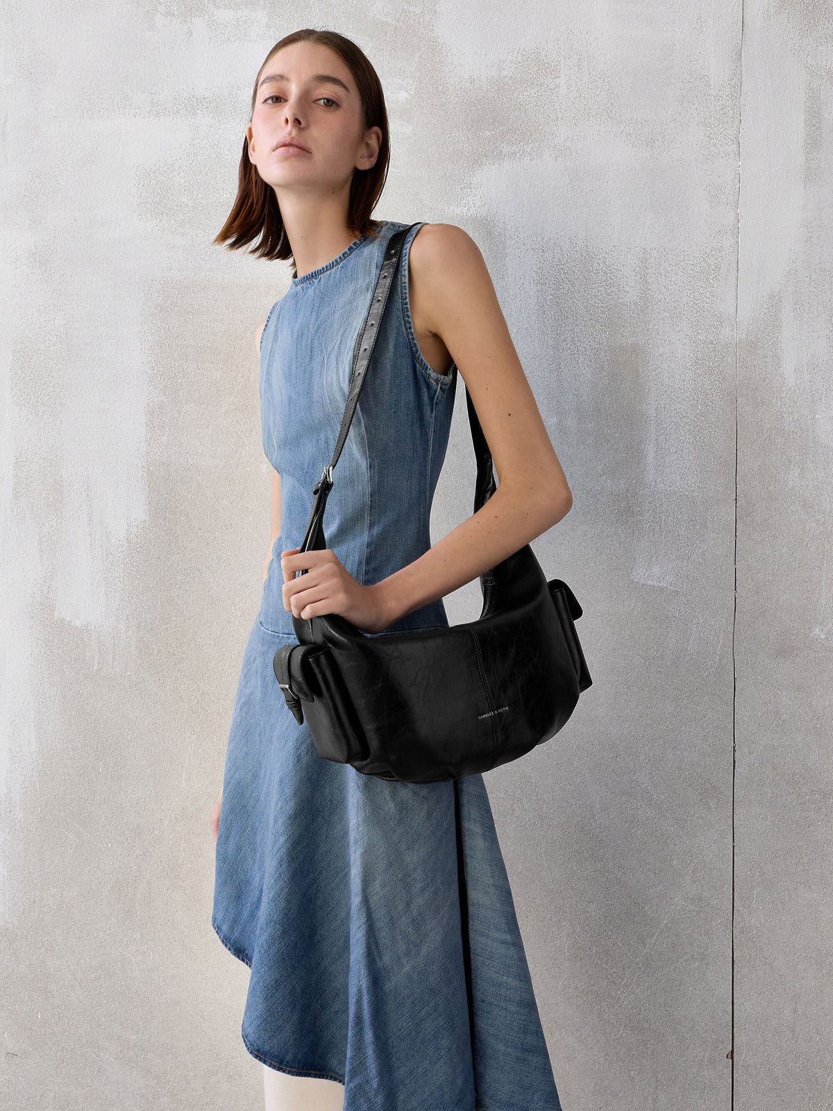 CHARLES & KEITH Best Price | Large Bessie Side-Pocket Hobo Bag - Noir