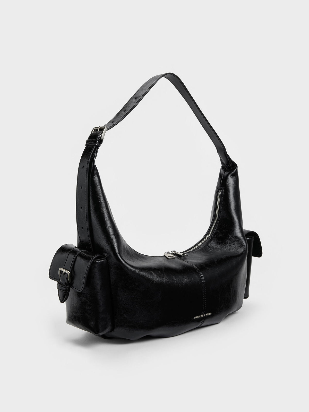 CHARLES & KEITH Best Price | Large Bessie Side-Pocket Hobo Bag - Noir