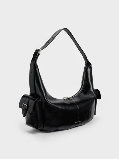 CHARLES & KEITH Best Price | Large Bessie Side-Pocket Hobo Bag - Noir