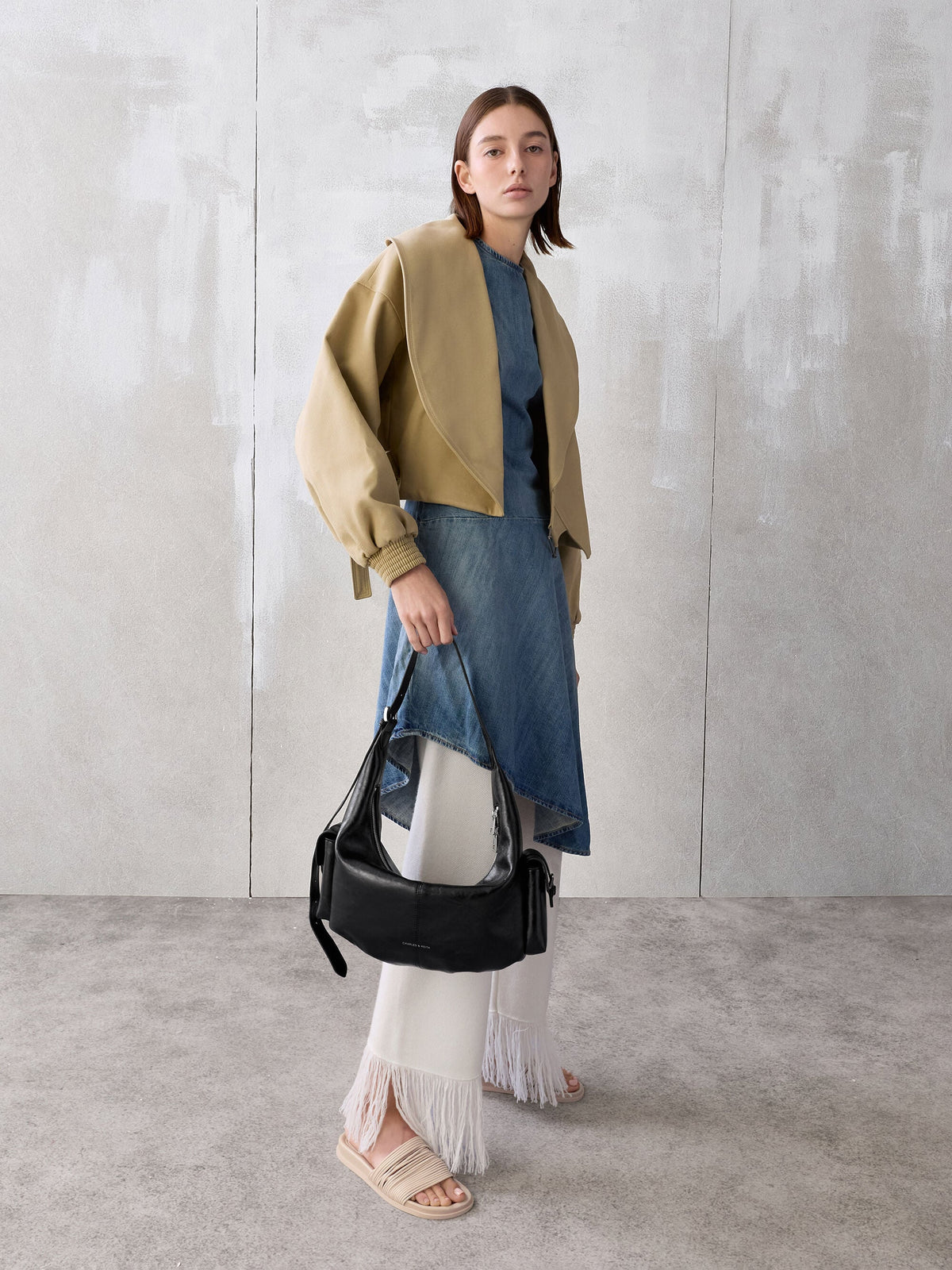 CHARLES & KEITH Best Price | Large Bessie Side-Pocket Hobo Bag - Noir
