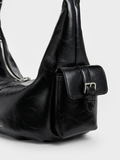 CHARLES & KEITH Best Price | Large Bessie Side-Pocket Hobo Bag - Noir