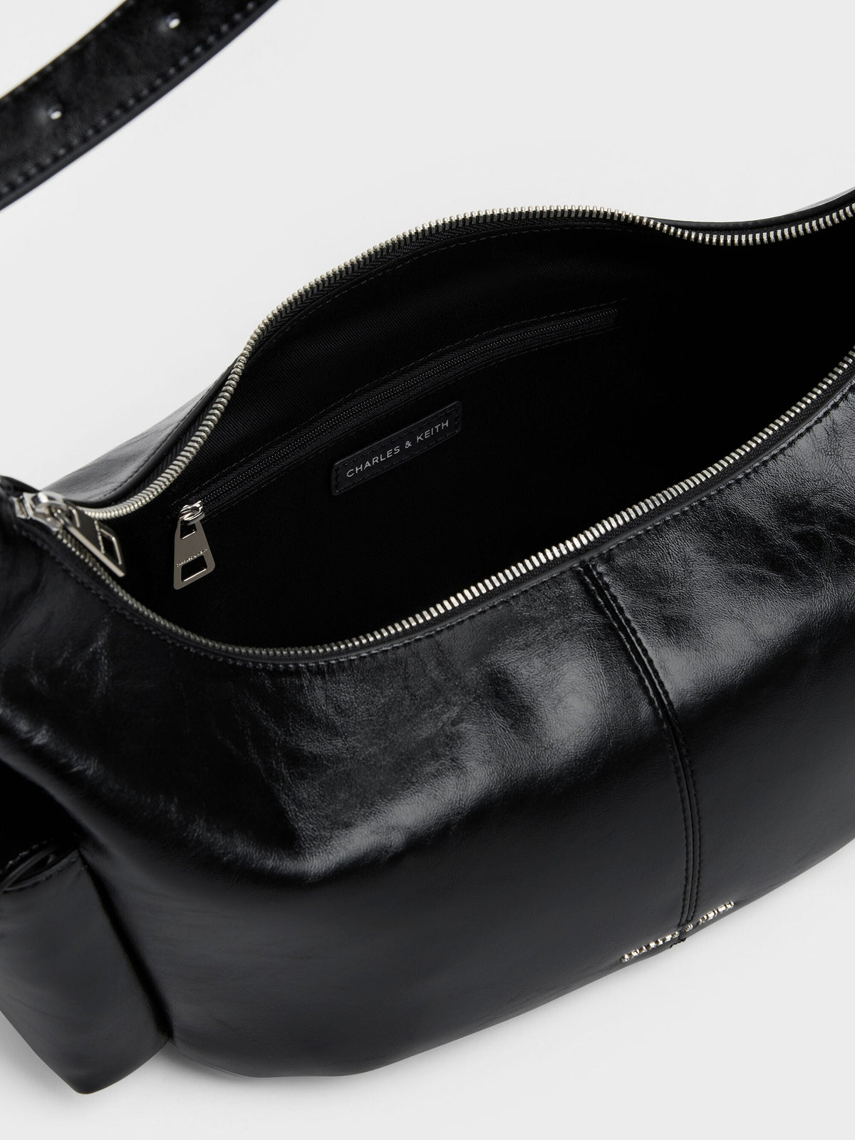 CHARLES & KEITH Best Price | Large Bessie Side-Pocket Hobo Bag - Noir
