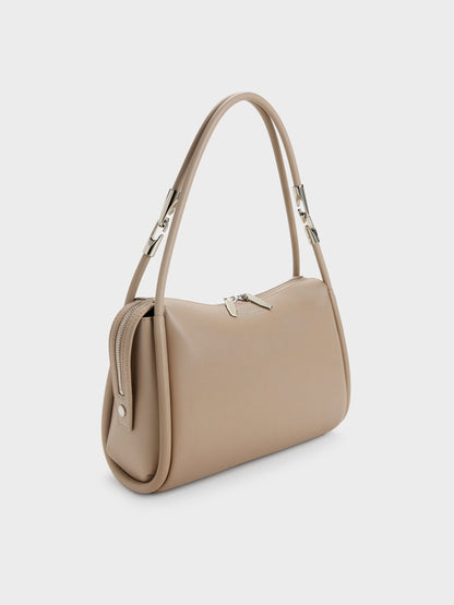 CHARLES & KEITH Essential | Lyla Tubular Slouchy Shoulder Bag - Taupe