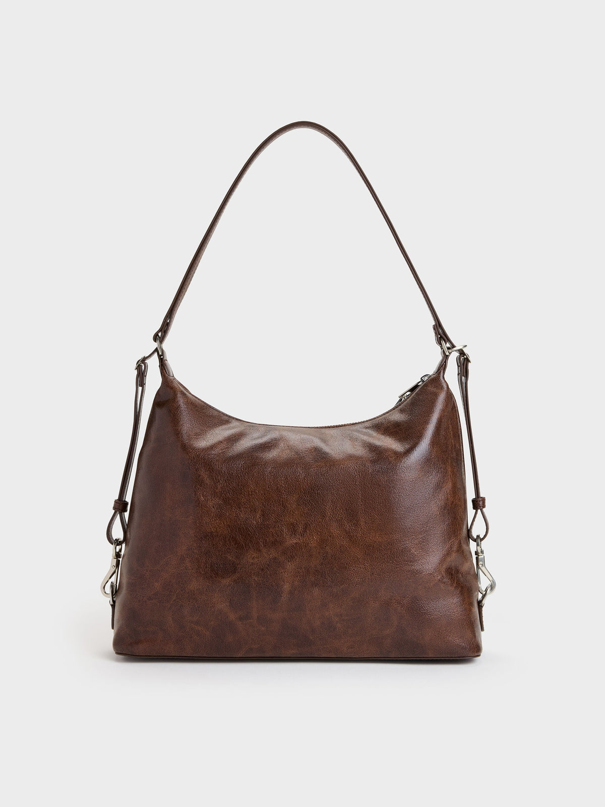 CHARLES & KEITH Everyday | Atwood Chain Convertible Hobo Bag - Distressed Coffee