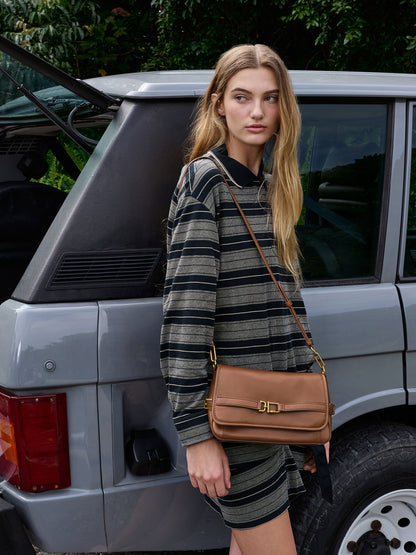 CHARLES & KEITH Latest | Gwynne Metallic-Buckle Belted Shoulder Bag - Chocolate
