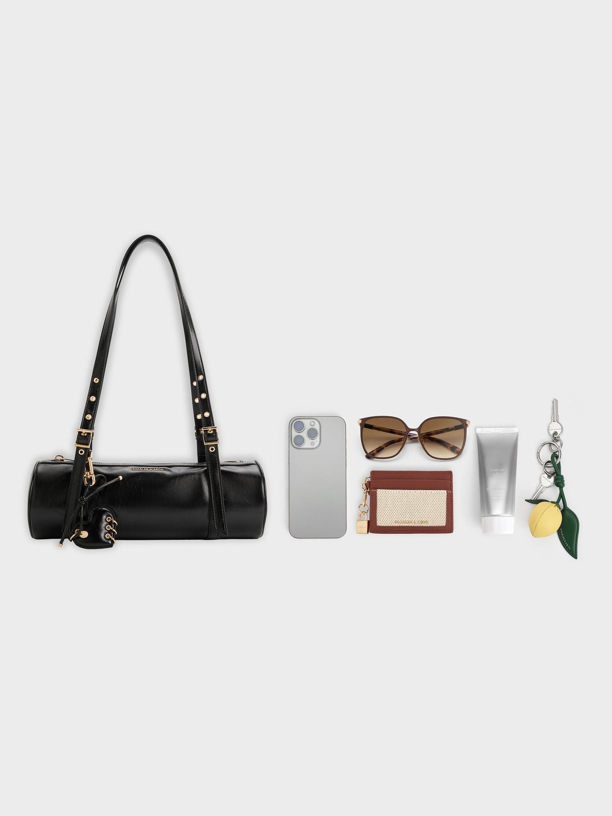 CHARLES & KEITH New | Rey Elongated Shoulder Bag - Black
