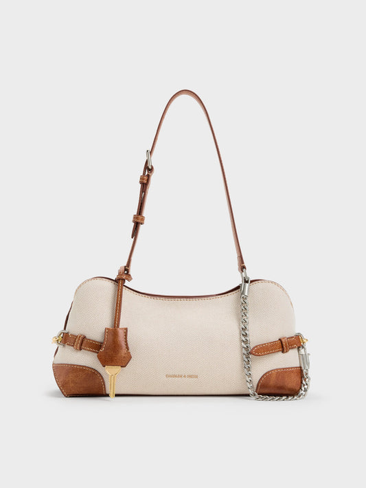 CHARLES & KEITH Best Seller | Delfina Canvas Chain Side-Belt Shoulder Bag - Multi