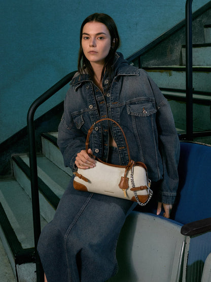 CHARLES & KEITH Best Seller | Delfina Canvas Chain Side-Belt Shoulder Bag - Multi
