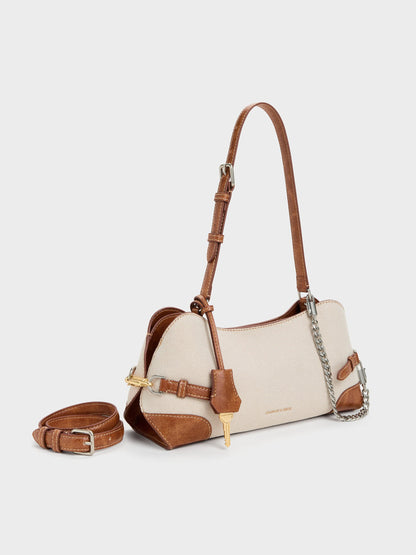 CHARLES & KEITH Best Seller | Delfina Canvas Chain Side-Belt Shoulder Bag - Multi