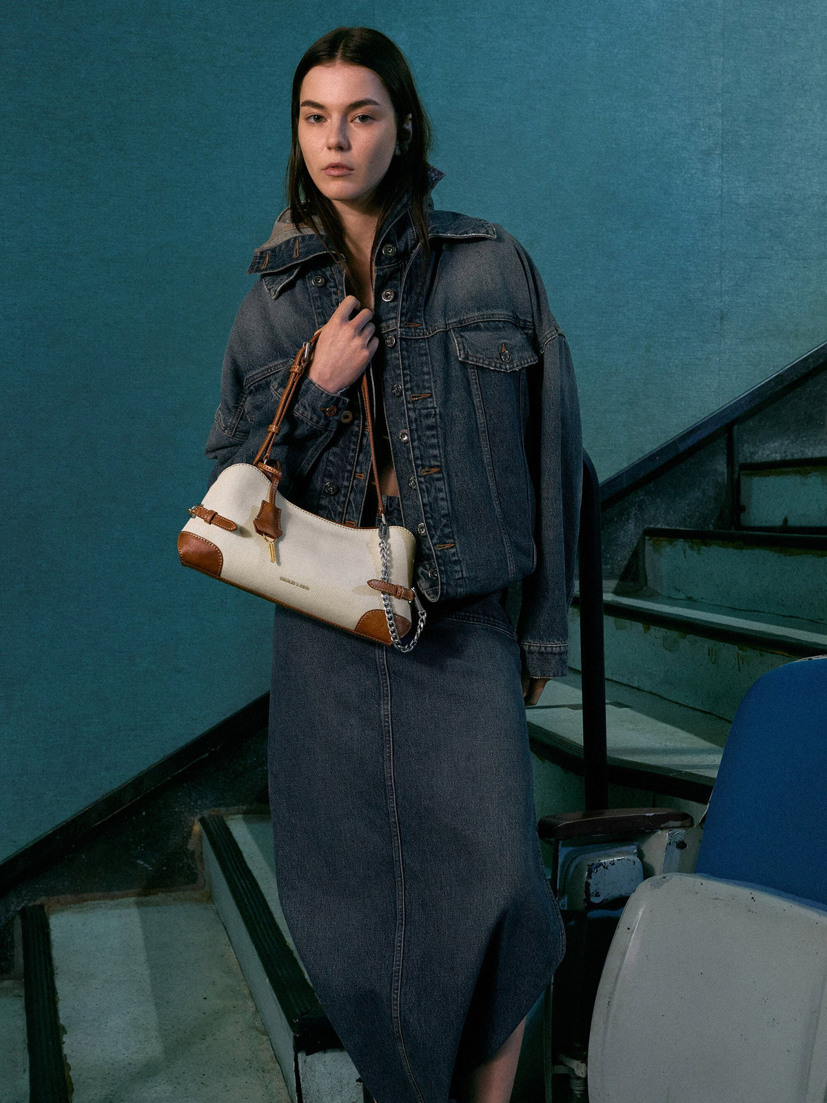 CHARLES & KEITH Best Seller | Delfina Canvas Chain Side-Belt Shoulder Bag - Multi
