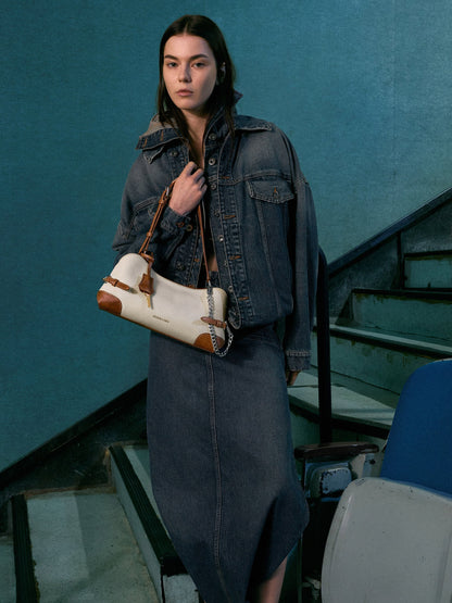CHARLES & KEITH Best Seller | Delfina Canvas Chain Side-Belt Shoulder Bag - Multi