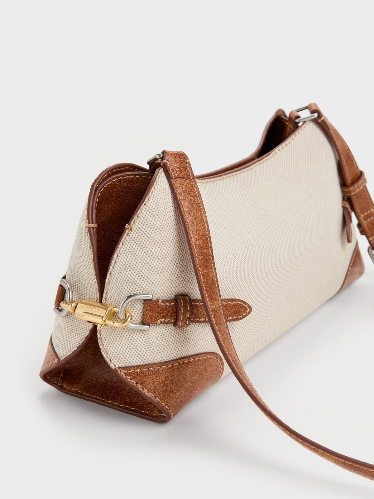 CHARLES & KEITH Best Seller | Delfina Canvas Chain Side-Belt Shoulder Bag - Multi