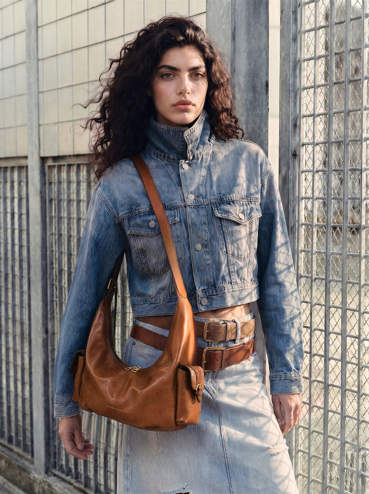 CHARLES & KEITH Deals | Large Bessie Side-Pocket Hobo Bag - Distressed Tan