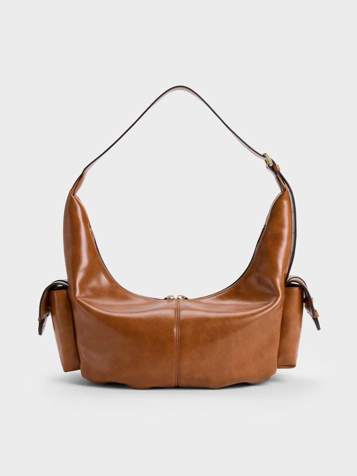 CHARLES & KEITH Deals | Large Bessie Side-Pocket Hobo Bag - Distressed Tan
