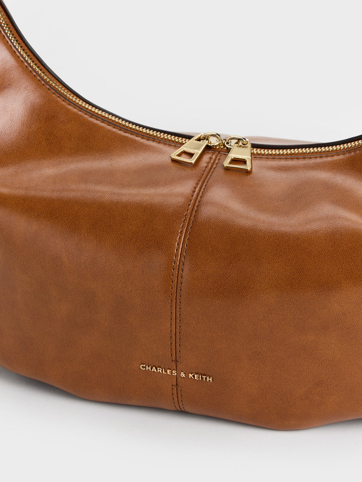 CHARLES & KEITH Deals | Large Bessie Side-Pocket Hobo Bag - Distressed Tan