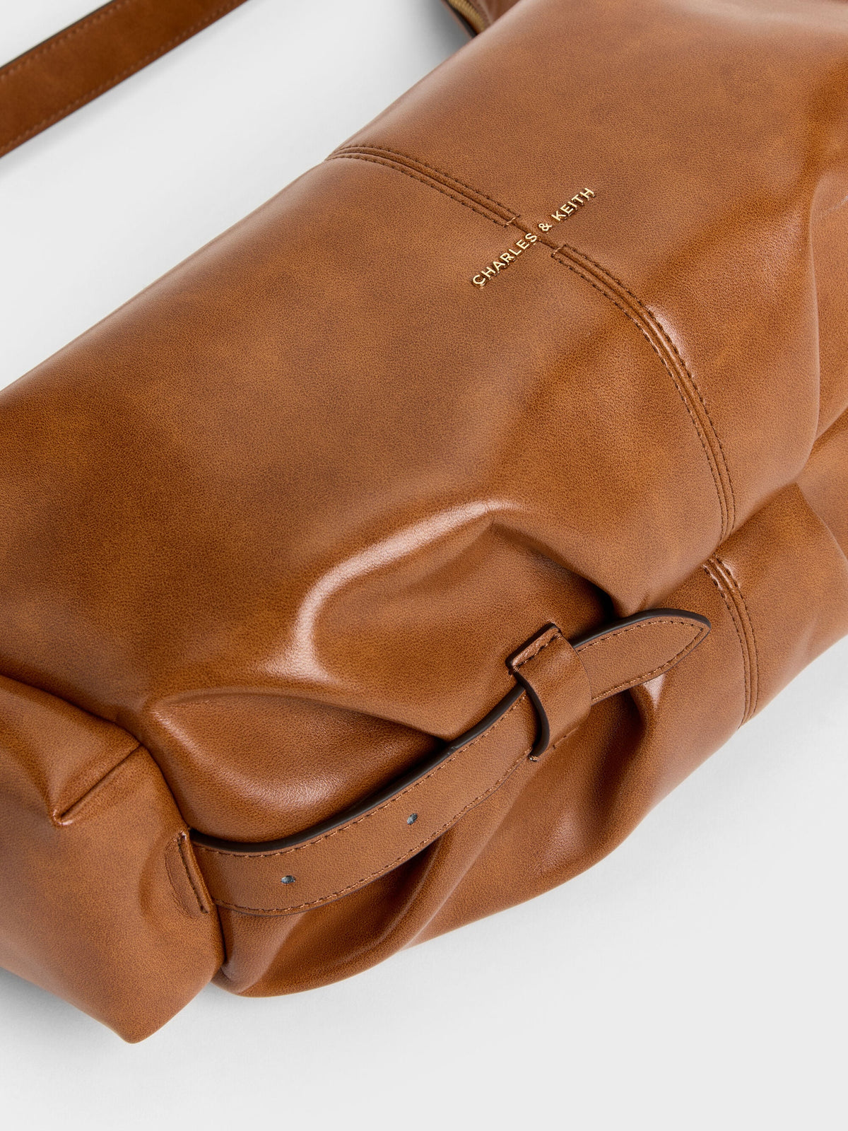 CHARLES & KEITH Deals | Large Bessie Side-Pocket Hobo Bag - Distressed Tan
