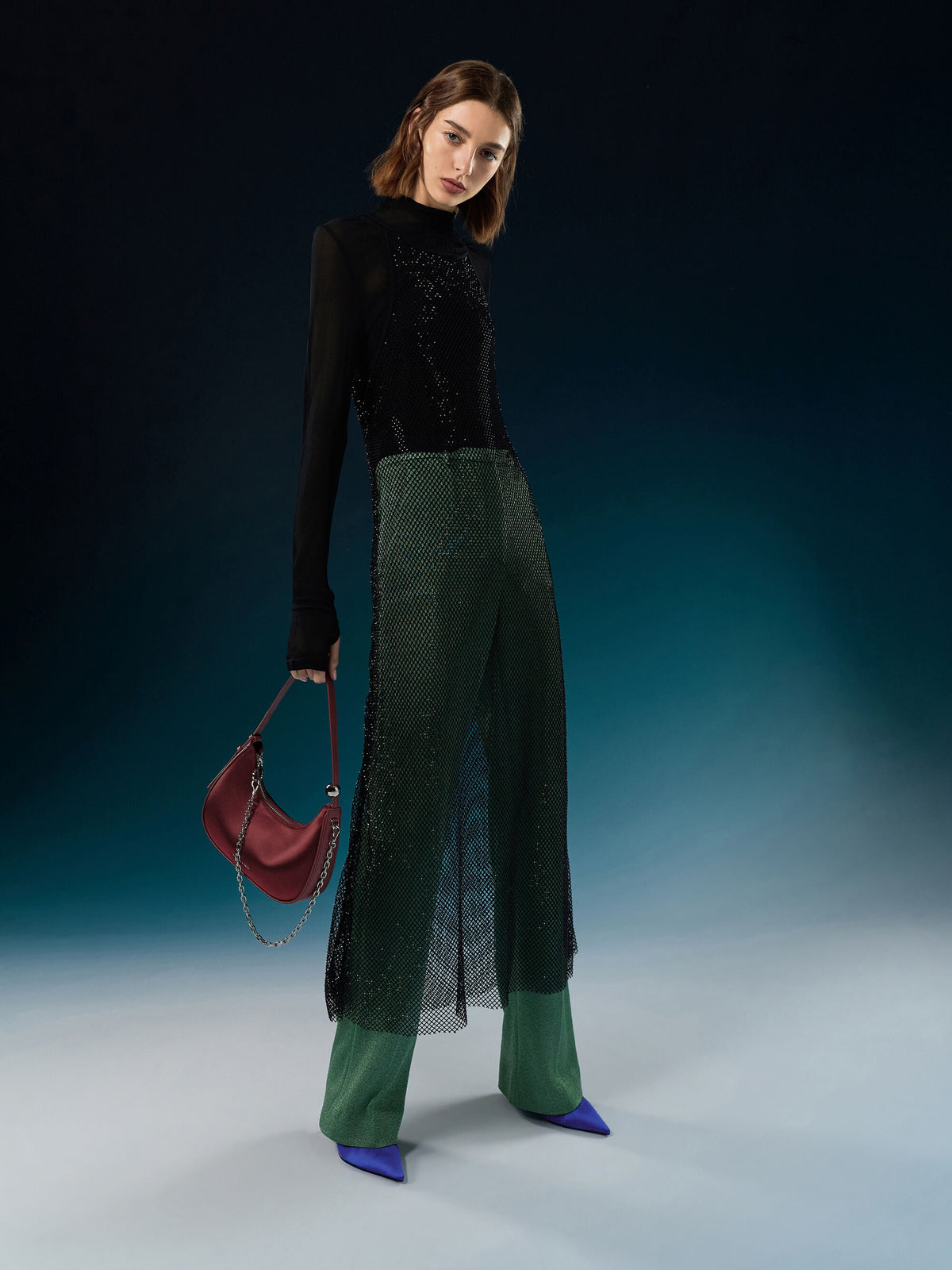 CHARLES & KEITH Recommended | Jesmyn Satin Chain Two-Way Bag - Burgundy