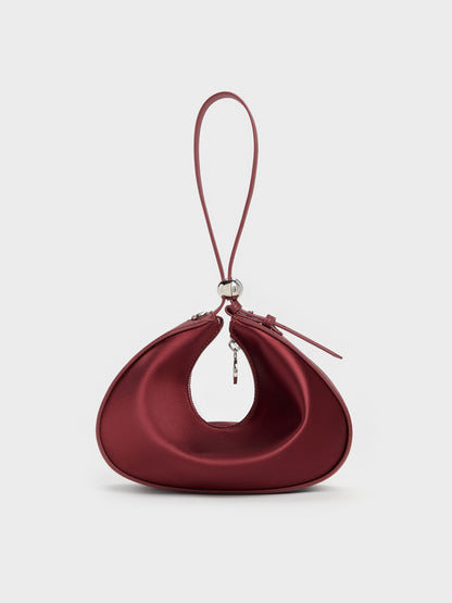 CHARLES & KEITH Recommended | Jesmyn Satin Chain Two-Way Bag - Burgundy