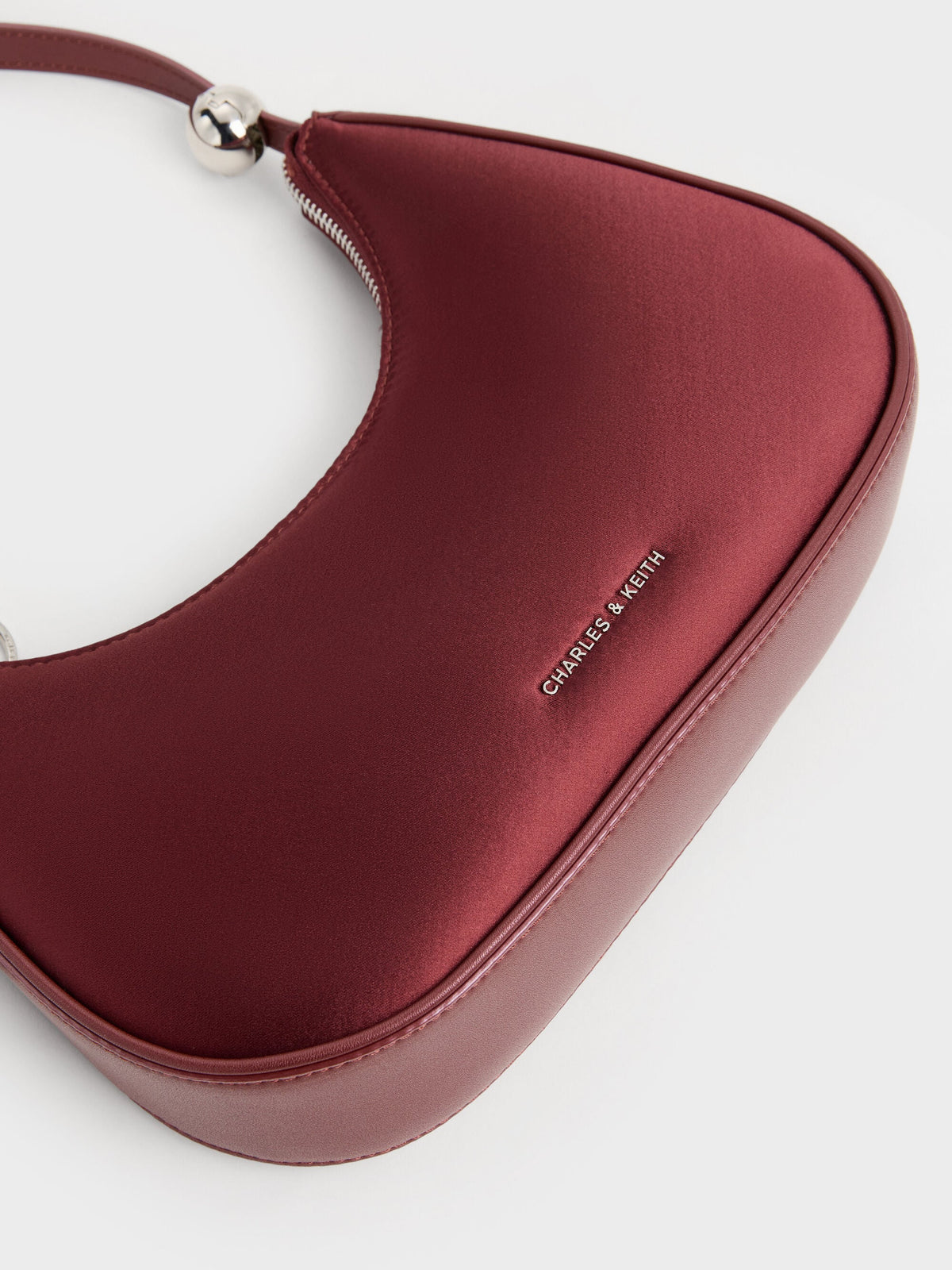 CHARLES & KEITH Recommended | Jesmyn Satin Chain Two-Way Bag - Burgundy