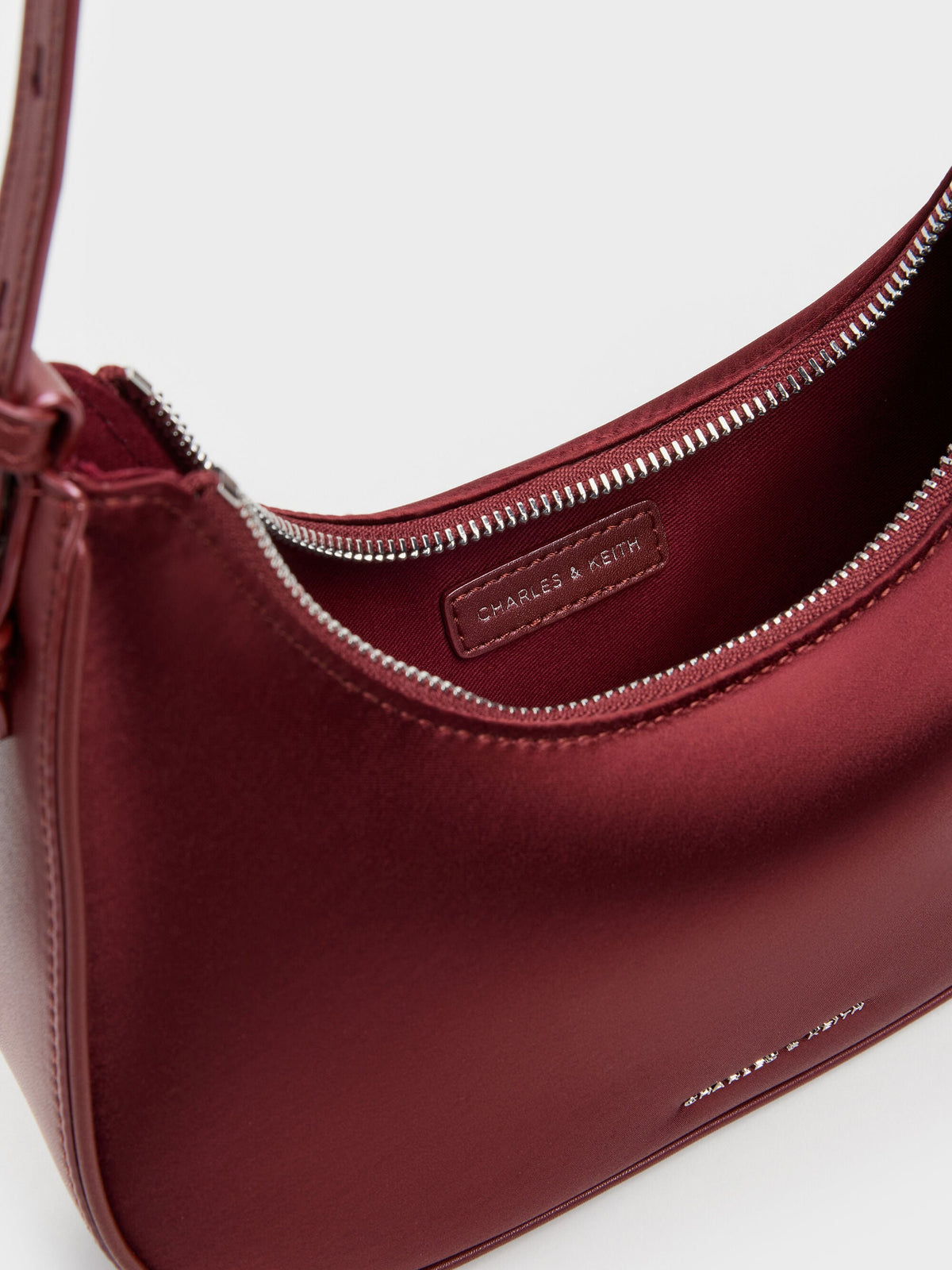 CHARLES & KEITH Recommended | Jesmyn Satin Chain Two-Way Bag - Burgundy