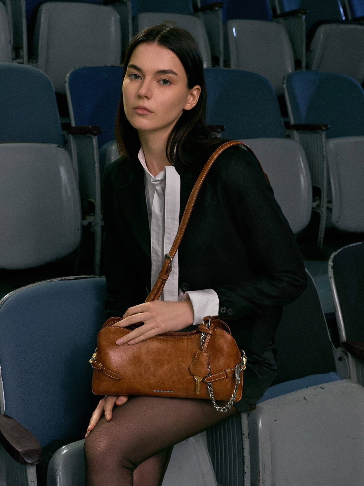 CHARLES & KEITH Sale | Delfina Chain Side-Belt Shoulder Bag - Distressed Tan
